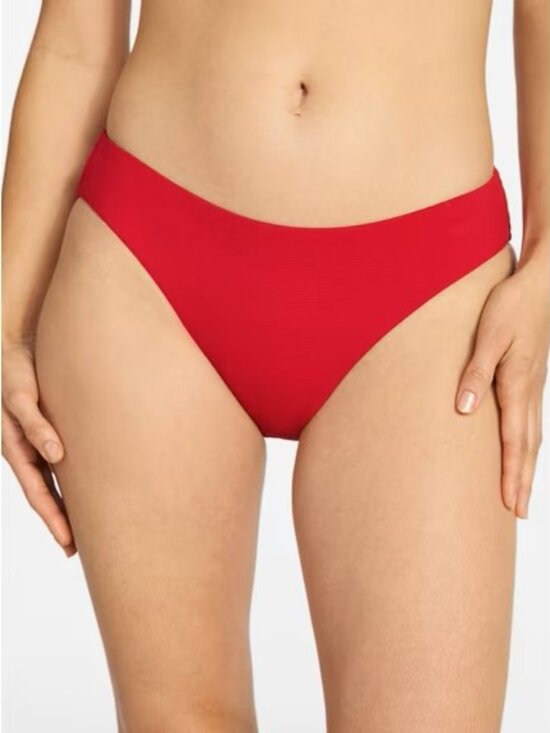 Time and Tru Other - Time And Tru Women's Red Ribbed Low Rise Cinched Back Swim Bottom Size 2X